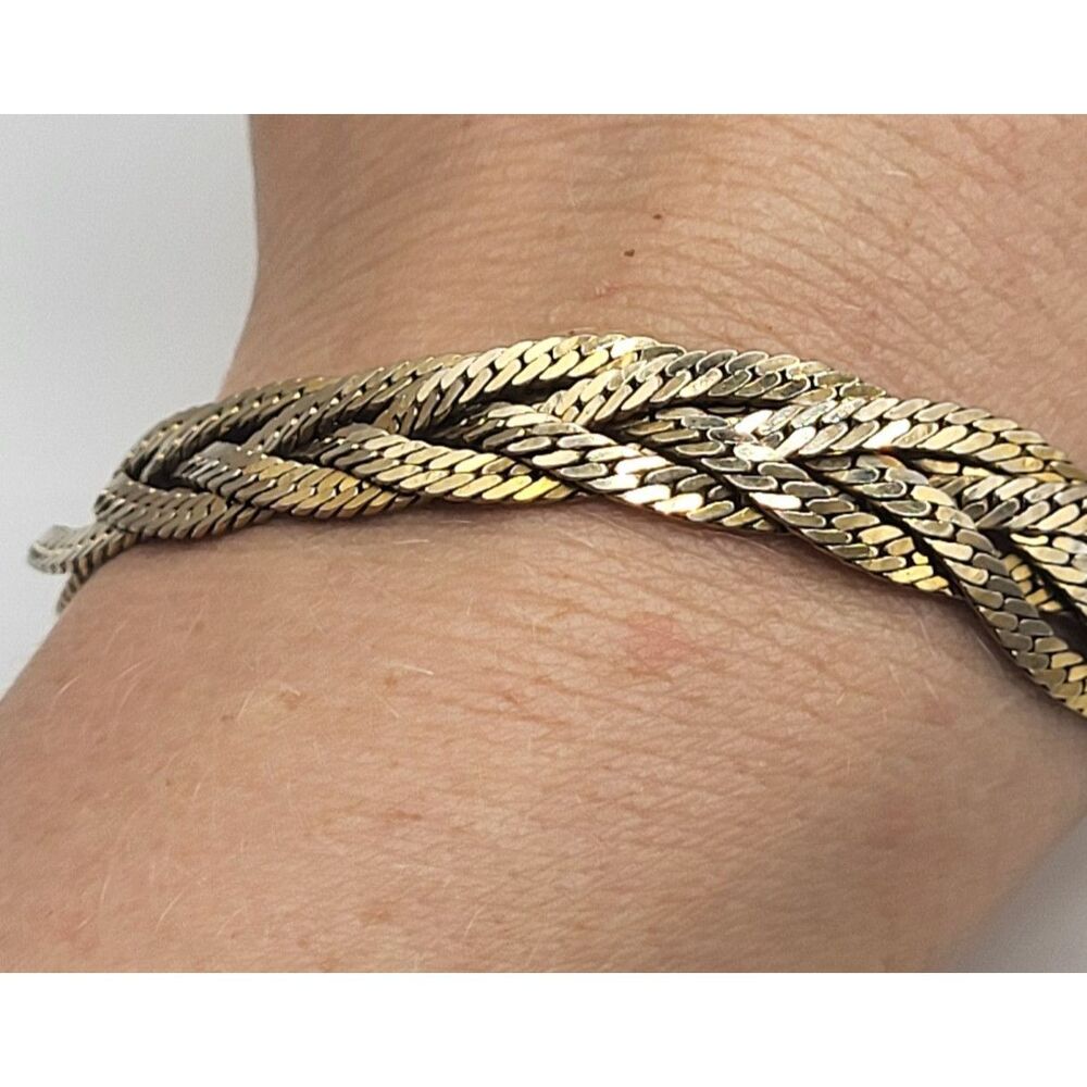 Estate Braided Goldtone Chain Braclet 7in